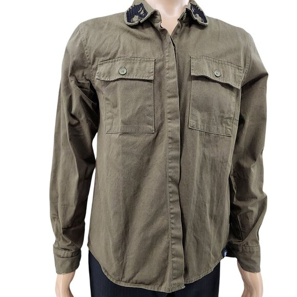 Jurassic Park Olive Green Long Sleeve Shirt By BoxLunch, Women's Medium - Picture 5 of 13